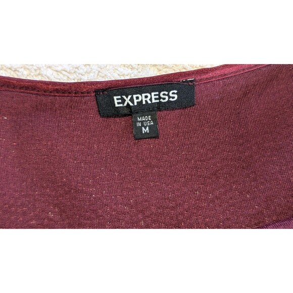 Express Med Burgundy Red Sequin Slip Dress Spaghetti Strap Holiday Party Dress - Picture 3 of 6